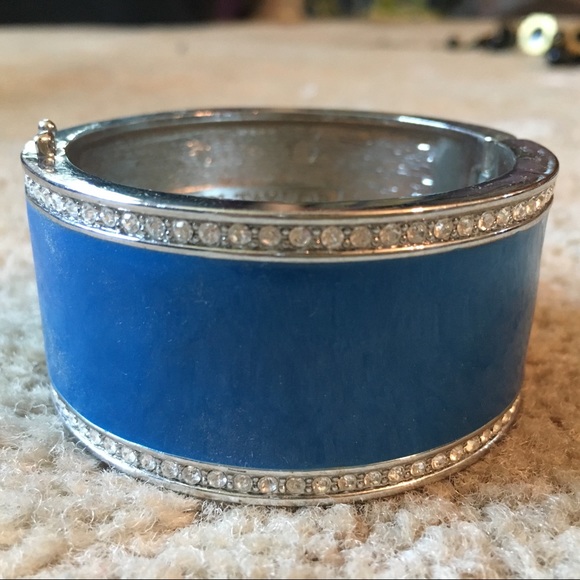 Ann Taylor large blue/silver/crystal bangle - Picture 1 of 4
